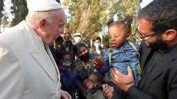 Papst Franziskus bei einem Treffen mit Migranten und Flüchtlingen auf Malta (April 2022)