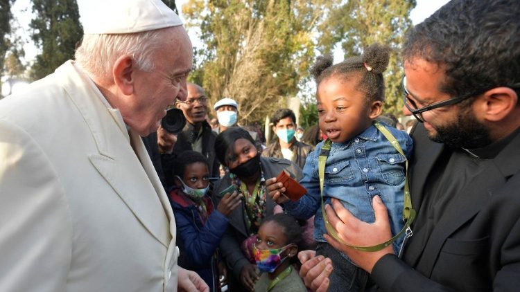Papst Franziskus bei einem Treffen mit Migranten und Flüchtlingen auf Malta (April 2022)