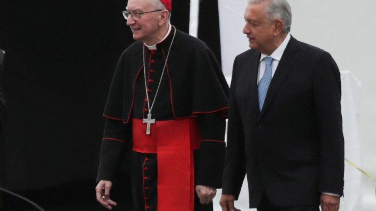 Präsident López Obrador 2022 mit Kardinalstaatssekretär Parolin in Mexiko-Stadt