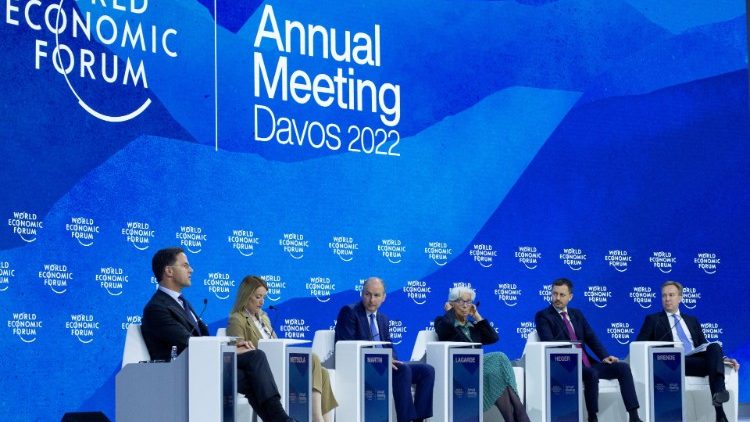 A panel discussion on "European Unity in a Disordered World" at the World Economic Forum 2022 in Davos
