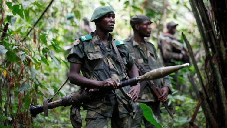 Democratic Republic of Congo soldiers patrol against ADF rebels 