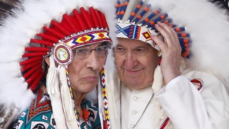 Pope Francis with Cree Chief Wilton Littlechild