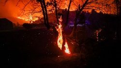 Uno dei roghi scoppiati in Portogallo. Nei 27 Paesi dell’Ue da inizio anno gli incendi hanno devastato oltre 500 mila ettari di boschi, le emissioni di CO2 sono livelli sconosciuti da 3 milioni di anni