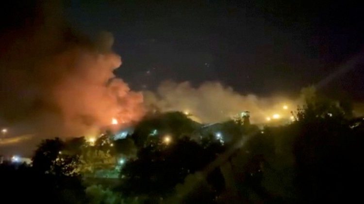 Smoke rises from the Evin Prison in Tehran