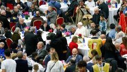 Pope Francis at a lunch on the World Day of the Poor in 2022