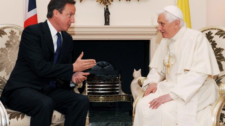 Pope Benedict XVI meets Britain's PM David Cameron on 18 September 2010