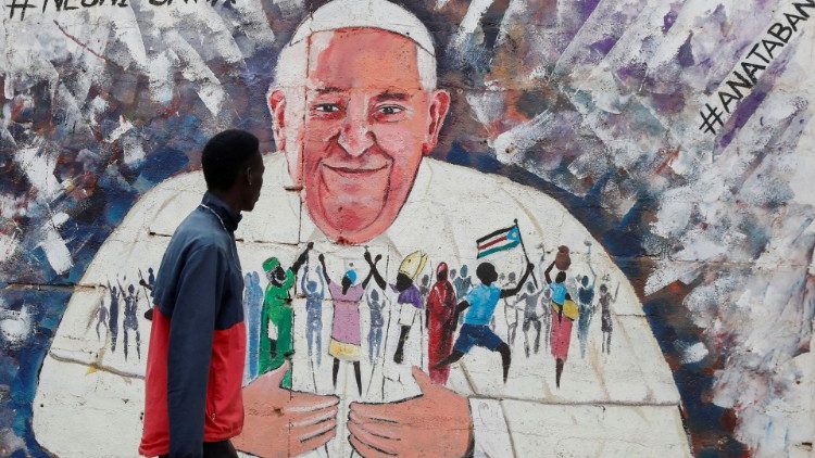 Art de rue sur la venue du Pape François. à Juba.