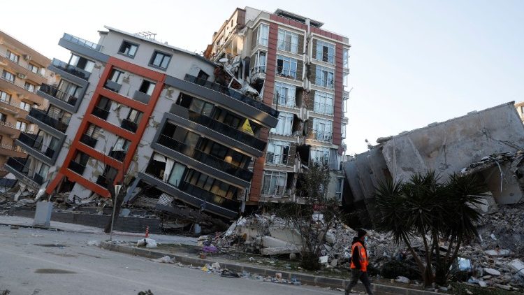 Collapsed buildings in Hatay, Turkey