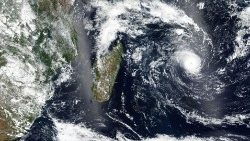 L'imagerie satellite montrant le cyclone Freddy s'approchant de Madagascar
