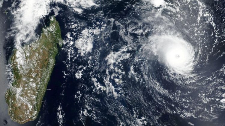 Satellite image showing Tropical Cyclone Freddy approaching Madagascar