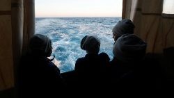Sur le Geo Barents, le navire humanitaire de MSF, le samedi 25 mars 2023. 