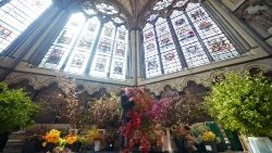 A view of the flowers to be used at Westminster Abbey for King Charles' coronation