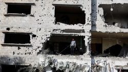 Zerstörtes Wohnhaus im Gazastreifen 