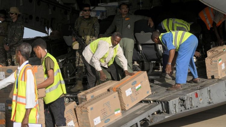 Medical aid from India at military airport of Port Sudan