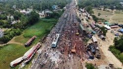 インドの列車事故現場　2023年6月4日　オディシャ州バーラソール  　