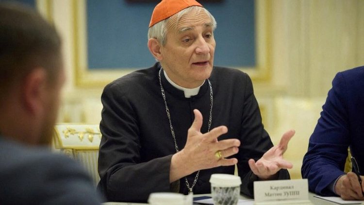 Italian Cardinal Zuppi attends a meeting with Ukraine's President Zelensky in Kyiv