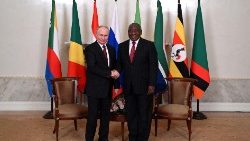 Russian President Vladimir Putin meets with South African President Cyril Ramaphosa in Saint Petersburg
