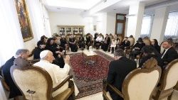 Pope Francis meets with members of the delegation of the association of wives of Ukrainian diplomats at the Vatican