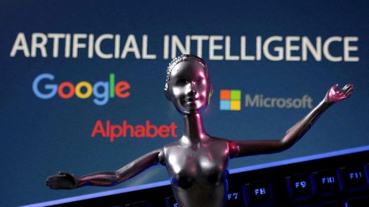 Ilustracija prikazuje Googleove, Microsoftove i Alphabet logotipe