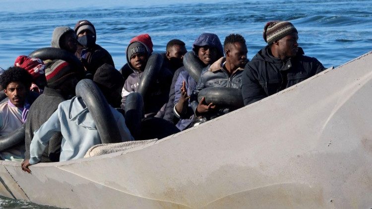 File photo of a group of migrants during their attempt to cross to Italy from Sfax, Tunisia