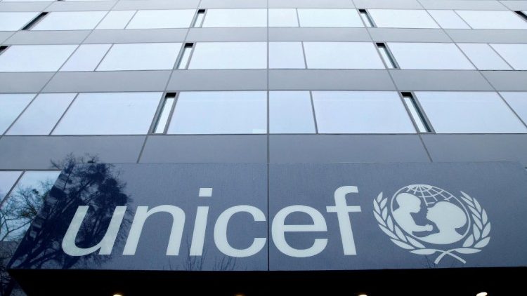 FILE PHOTO: A UNICEF logo is pictured outside their offices in Geneva