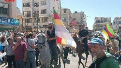 Le vendredi 8 septembre 2023, manifestations à Soueida en Syrie. 