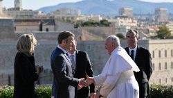Pope Francis attends a meeting in Marseille
