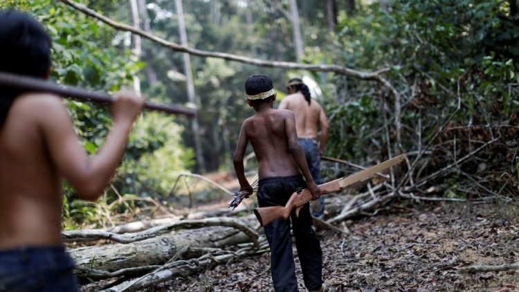 एमाज़ोन वनों में निवास करनेवाले स्वदेशी लोग निर्वनीकरण के बीच, फाईल तस्वीरः 2019 