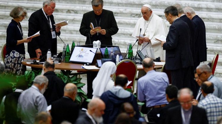 Pope Francis attends a prayer service during Synod of Bishops at the Vatican