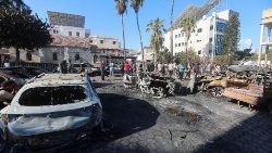 Aftermath of the blast at the Al-Ahli hospital in Gaza City