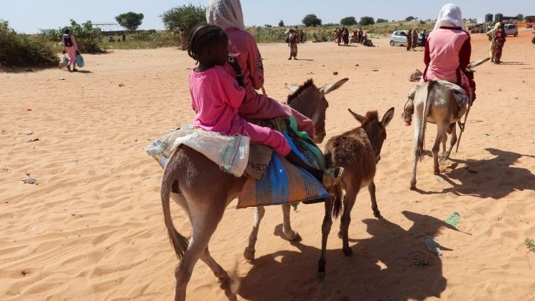 Sudanese refugees cross the border into Chad