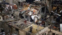 Durch israelische Angriffe zerstörte Häuser in Rafah im Süden des Gaza-Streifens, Agenturfoto vom 13.12.2023