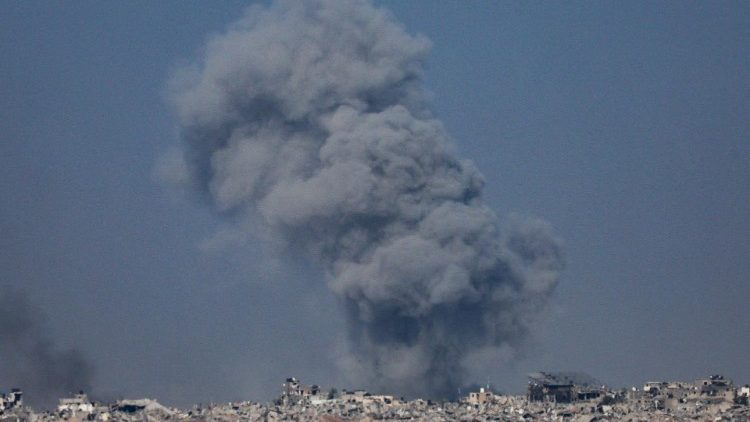 Smoke rises in the Gaza Strip, as seen from southern Israel