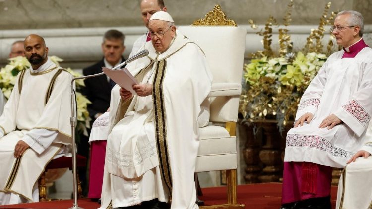 Pope Francis celebrates Christmas Eve mass in St. Peter's Basilica at the Vatican