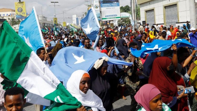 Une manifestation à Mogadiscio en Somalie le 11 janvier contre l'accord entre l'Ethiopie et le Somaliland. 