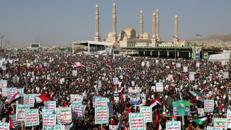 Demonstration von Unterstützerin der Huthi in Jemens Hauptstadt Sanaa' am Freitag