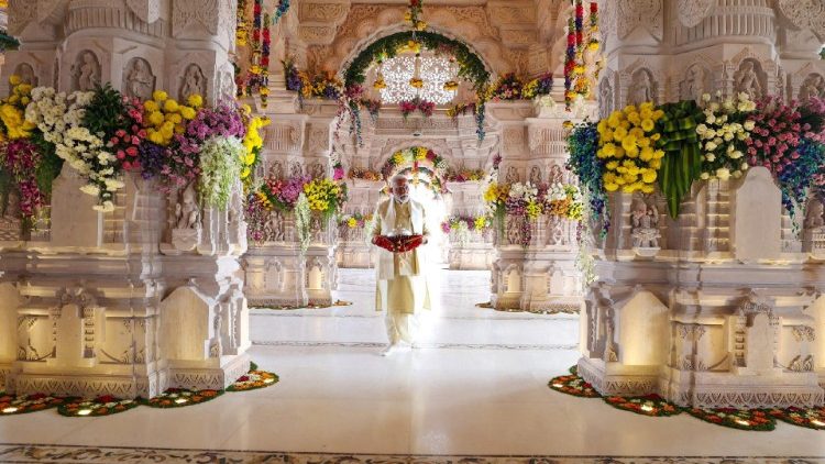 Dem Hindu-Gott Ram (oder Rama) ist der neue Tempel in Ayodhya geweiht, den Ministerpräsident Modi am 22.1.2024 einweihte