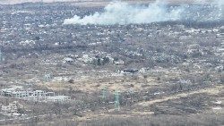 l'area dei combattimenti ad Avdiivka ripresa da un drone