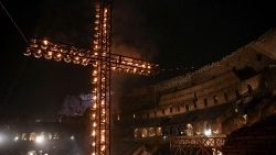 Via Crucis (Way of the Cross) procession during Good Friday celebrations, at the Colosseum, in Rome