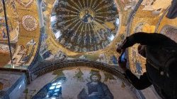 Visitors enjoy the ancient mosaics of the Saint Savior in Chora in Istanbul