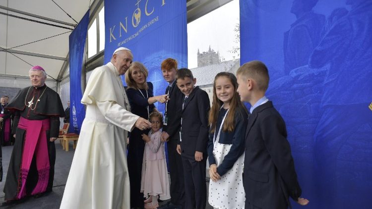 教宗2018年8月在都柏林世界家庭大會上的一個場面