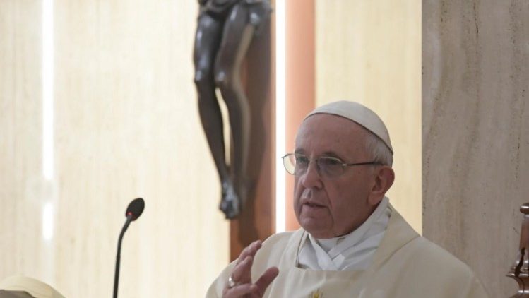 Pope Francis preaches at the daily Mass at Casa Santa Marta