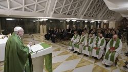 Pope Francis delivers the homily during the morning Mass at Casa Santa Marta