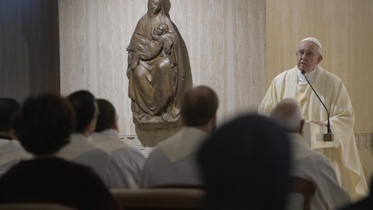 Pope Francis at Mass at the Casa Santa Marta in the Vatican on November 9, 2018. 