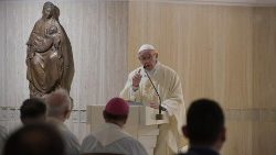 Pope Francis delivers the homily at Mass 