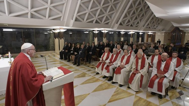 Popiežius Pranciškus Šv. Mortos namų koplyčioje