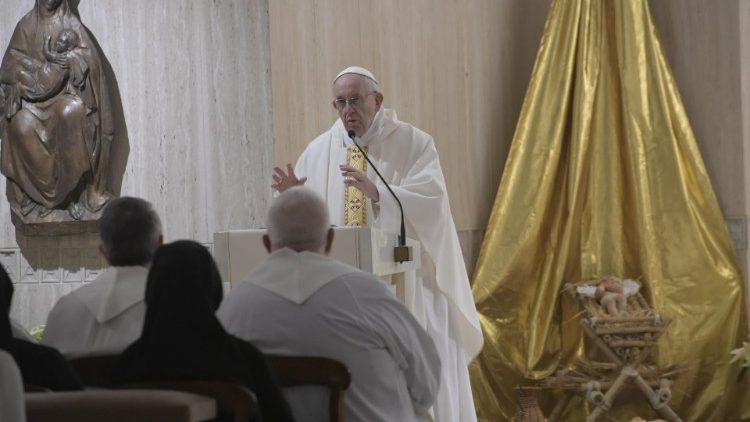 Pope Francis at Mass at Casa Santa Marta on January 7, 2019.