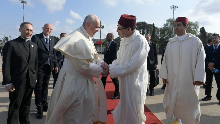 モロッコ訪問を終えた教皇フランシスコ、ラバト＝サレ空港で　2019年3月31日