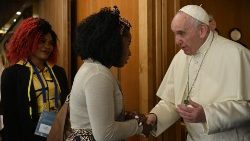 Le Pape lors d'une conférence sur la traite en 2019 au Vatican.