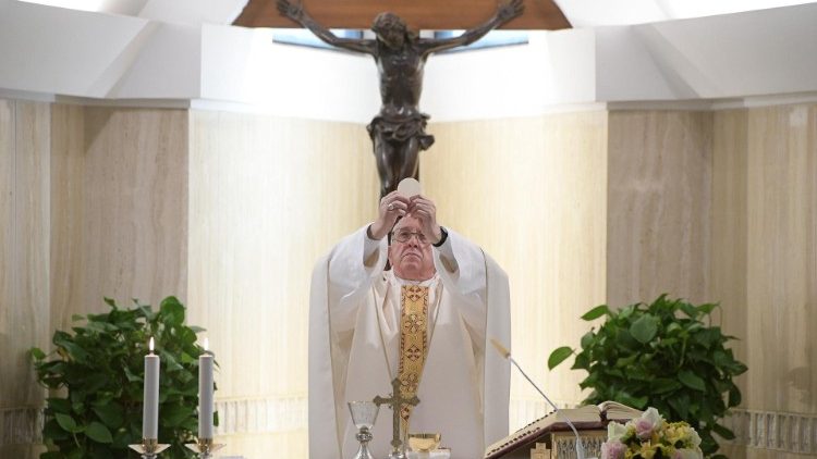 Pope Francis celebrates Mass at the Casa Santa Marta